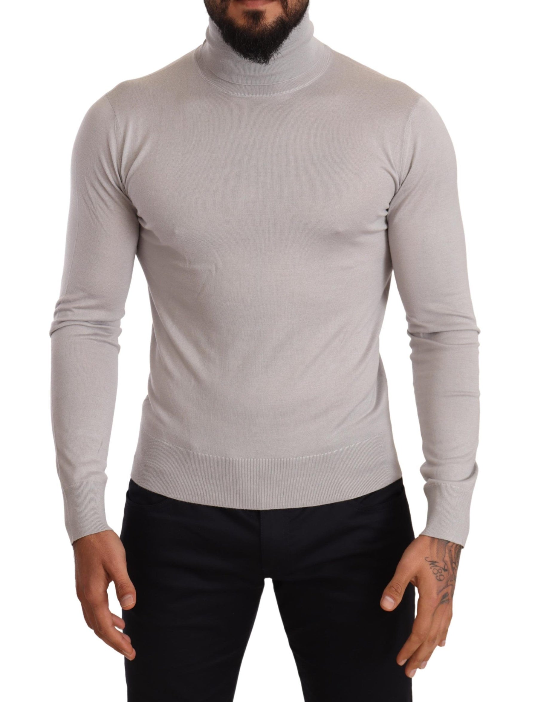 Dolce & Gabbana Gray Cashmere Turtleneck Pullover Sweater | Regal Royce
