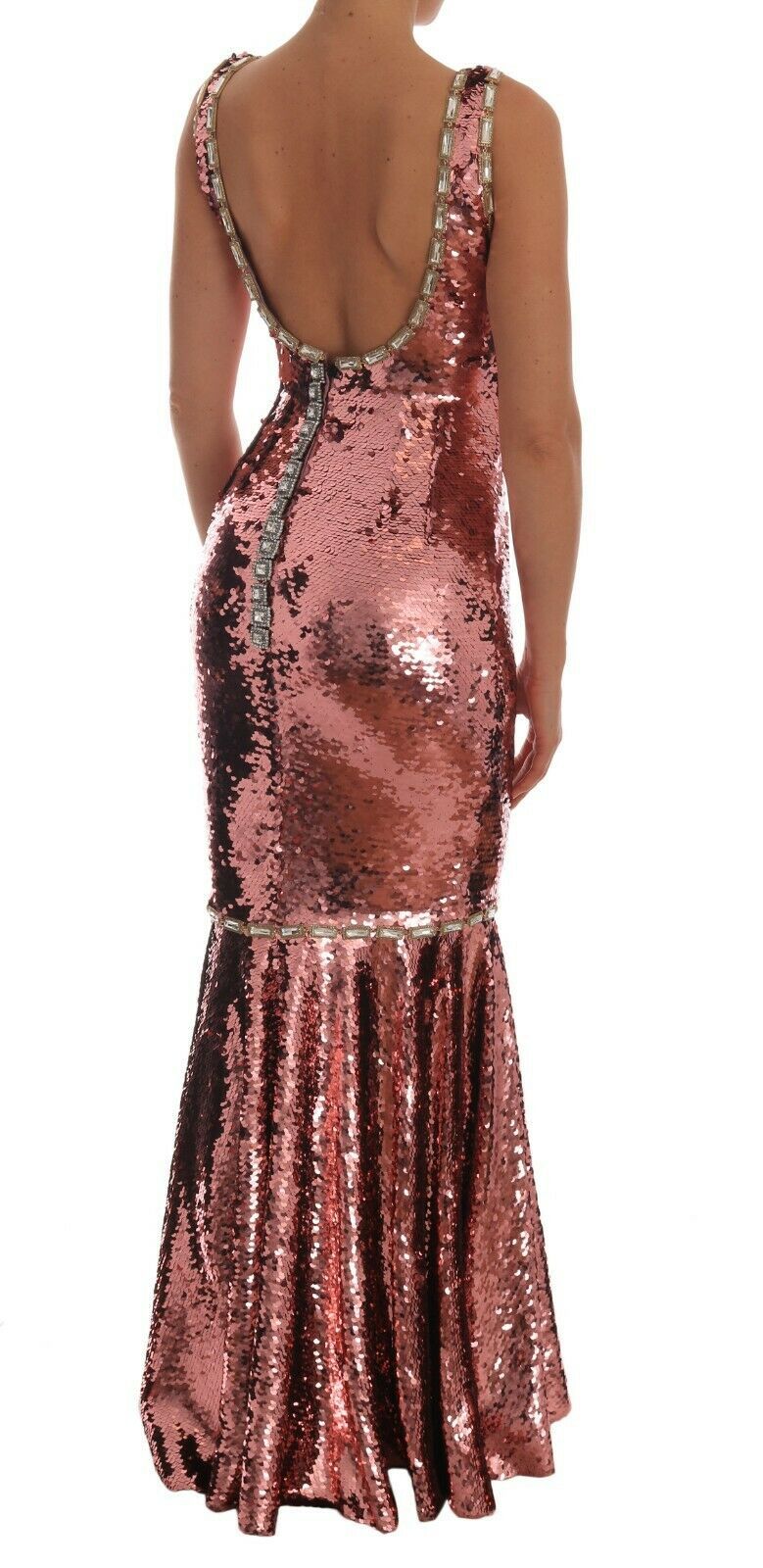 Dolce & Gabbana Pink Sequined Sheath Crystal Dress Gown | Regal Royce