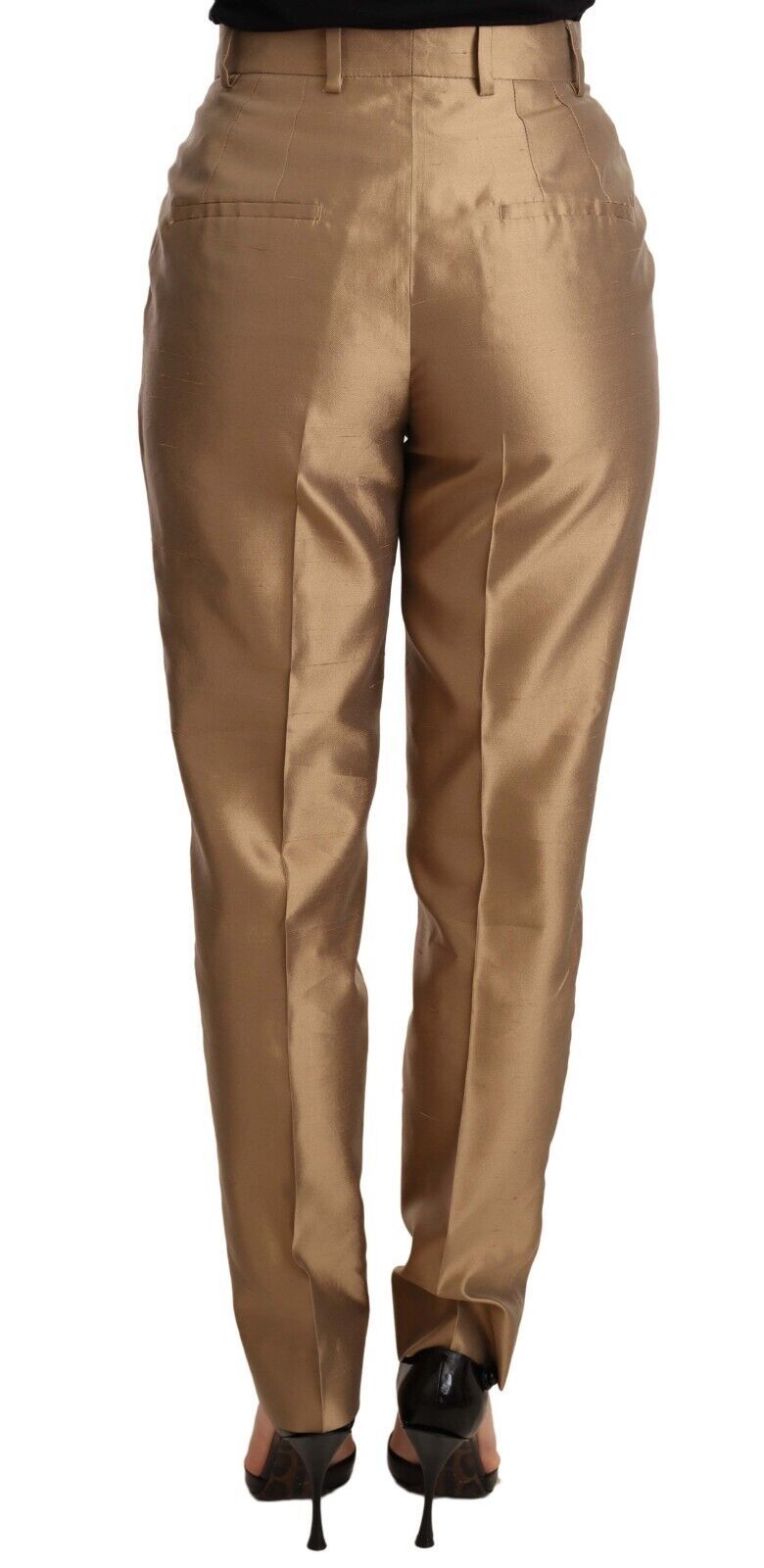 Dolce & Gabbana Gold Silk Tapered Trouser Metallic Pants | Regal Royce