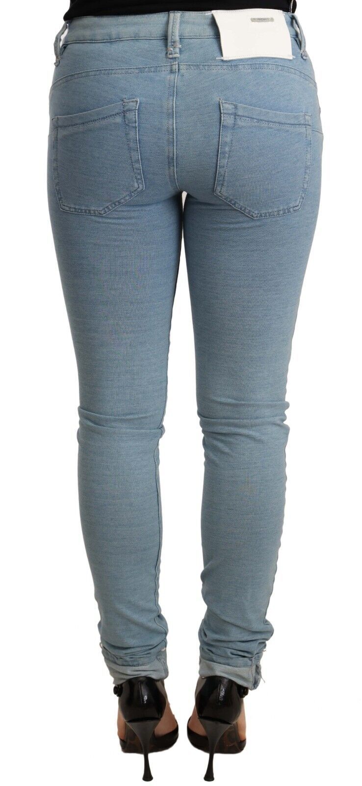 Acht Blue Cotton Stretch Hem Slim Fit Women Denim Trouser | Regal Royce