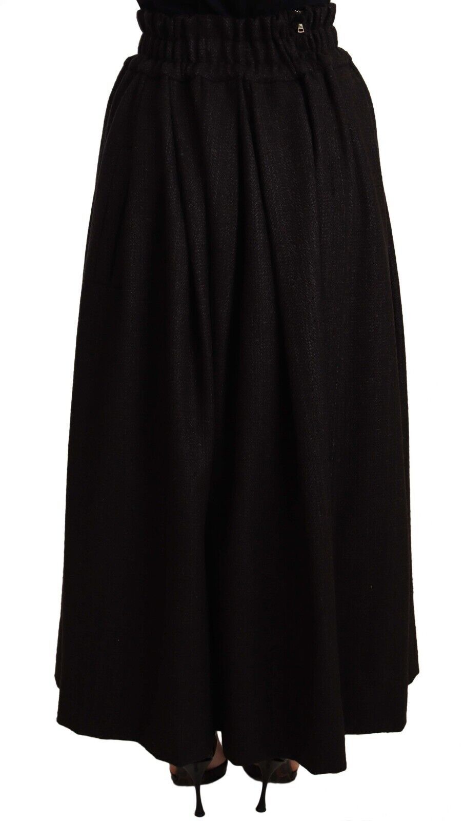 Dolce & Gabbana Black Wool High Waist Maxi PIECE Skirt | Regal Royce