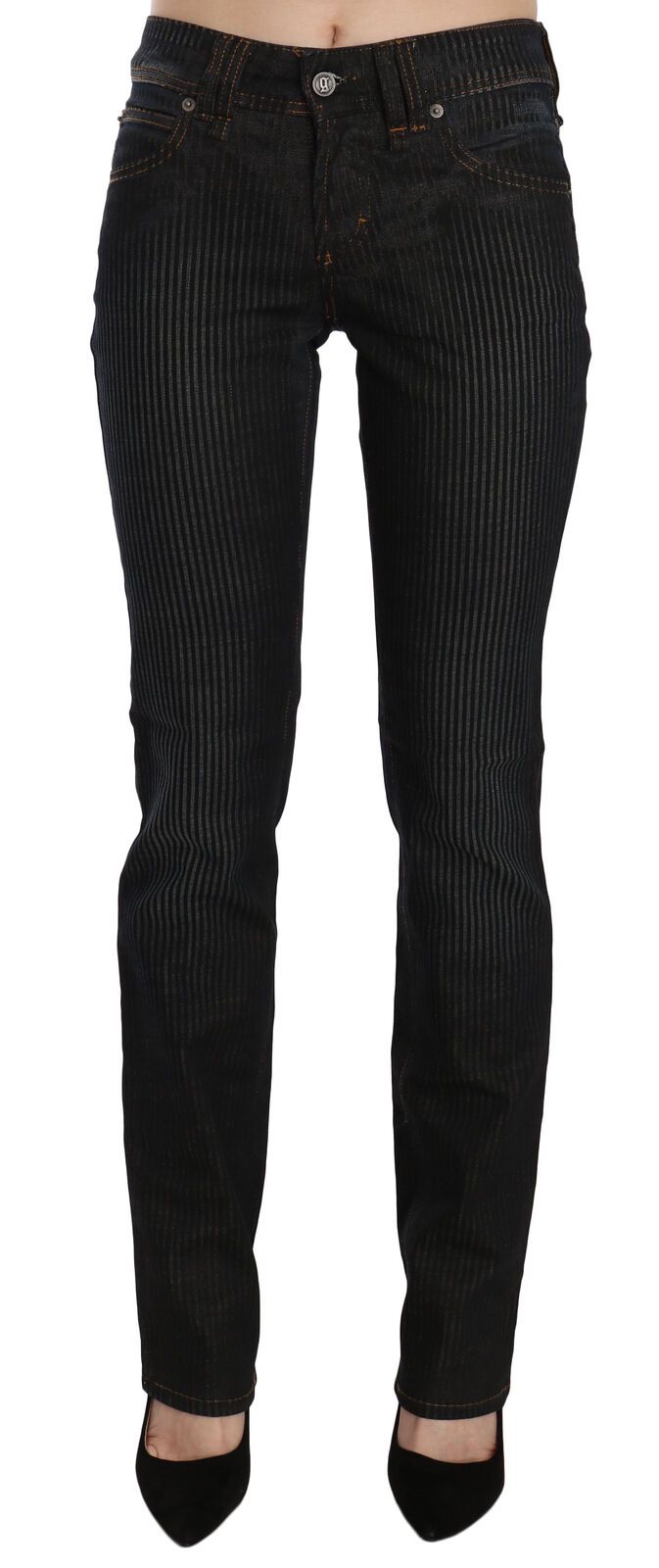 John Galliano Black Mid Waist Slim Fit Corduroy Denim Casual Pants | Regal Royce