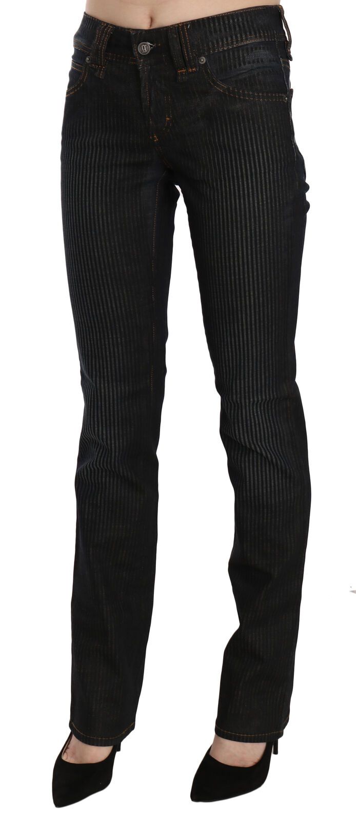 John Galliano Black Mid Waist Slim Fit Corduroy Denim Casual Pants | Regal Royce
