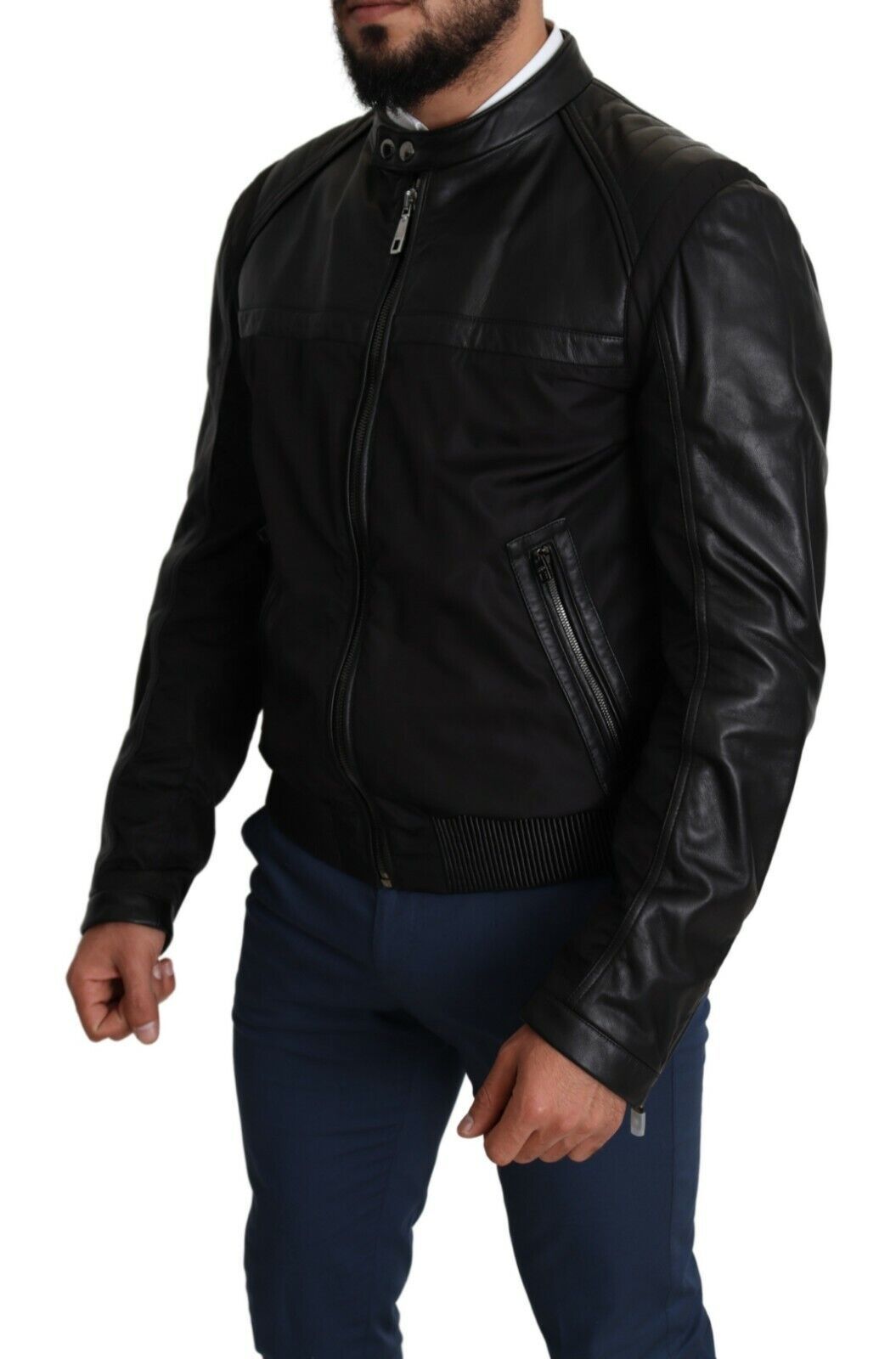 Dolce & Gabbana Black Nylon Full Zip Men Bomber Coat Jacket | Regal Royce