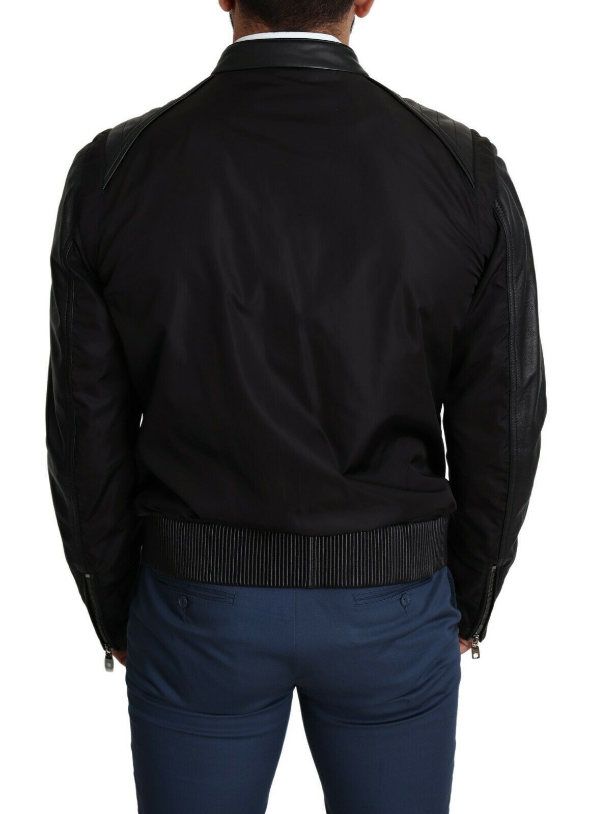 Dolce & Gabbana Black Nylon Full Zip Men Bomber Coat Jacket | Regal Royce