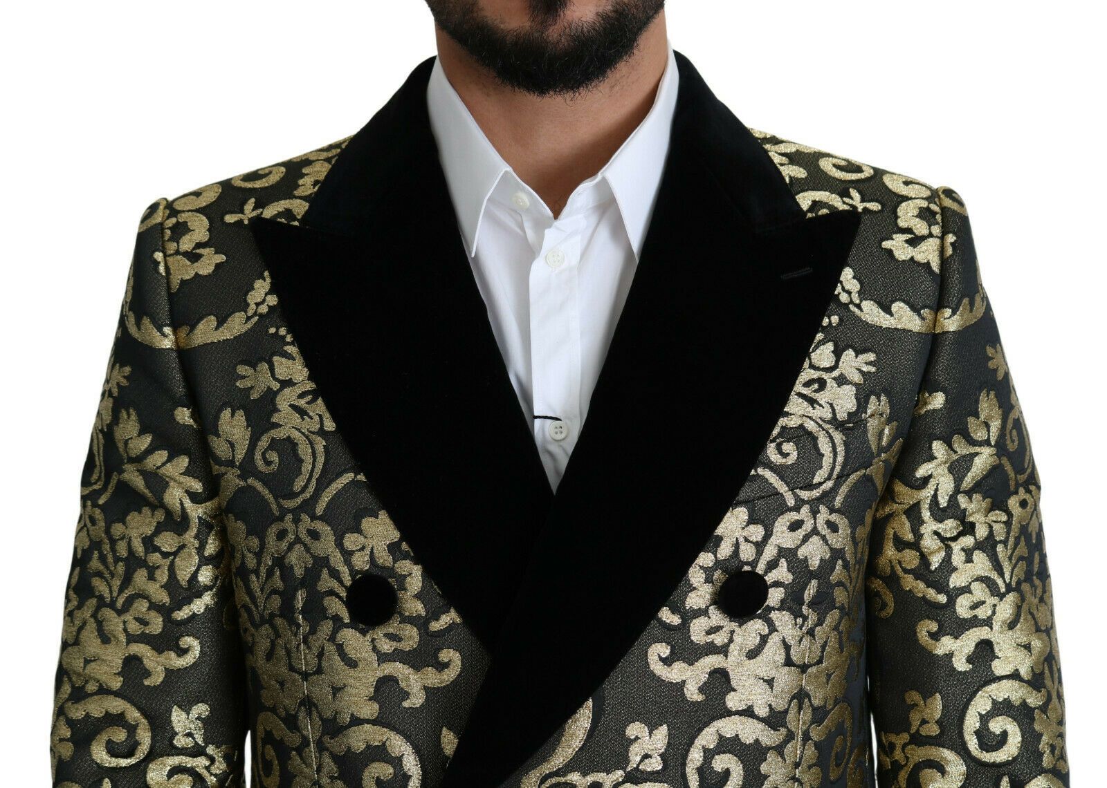 Dolce & Gabbana Black Gold Jacquard Long Coat SICILIA Jacket | Regal Royce