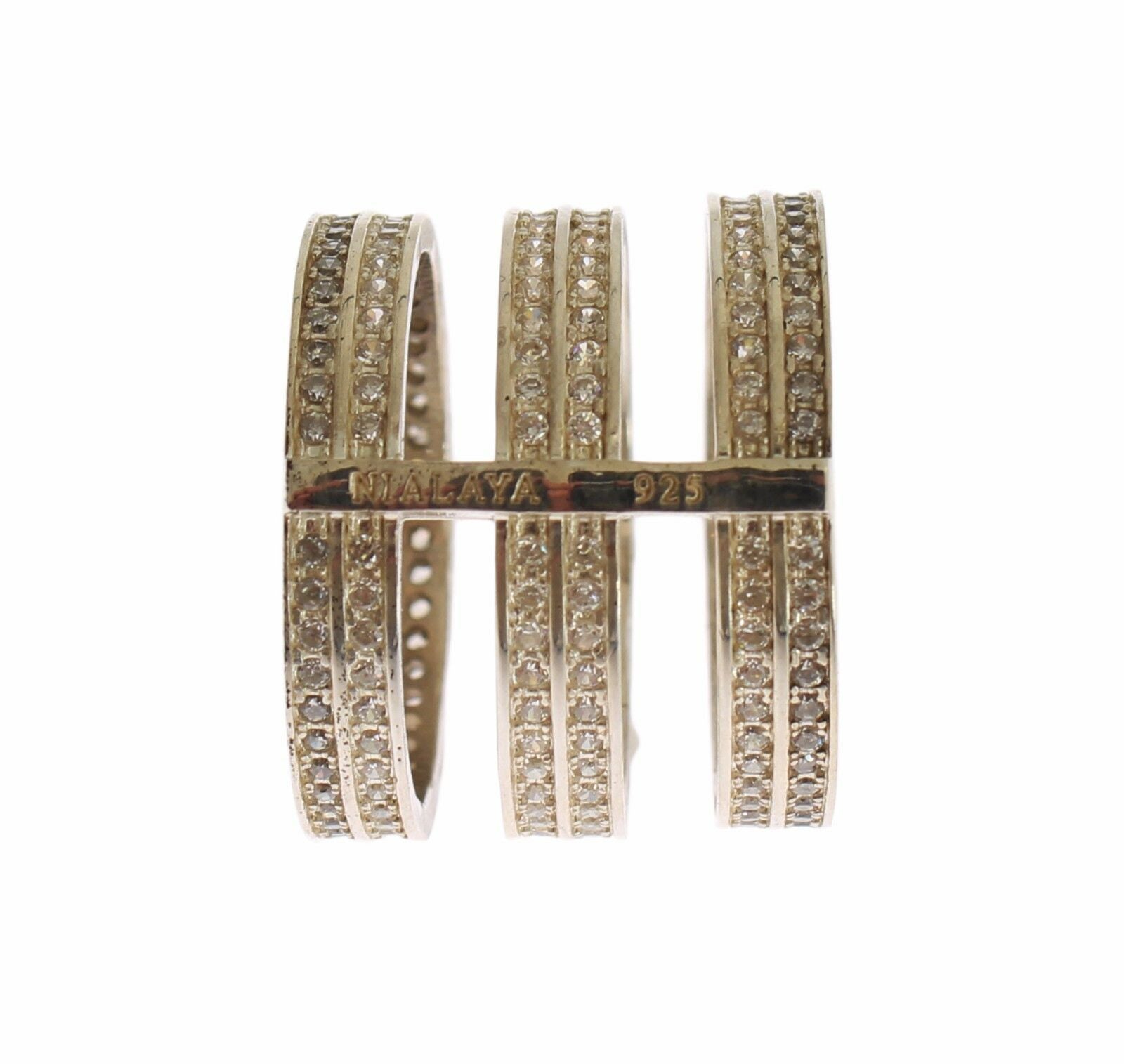 Nialaya Authentic Womens Clear CZ 925 Sterling Silver Ring | Regal Royce