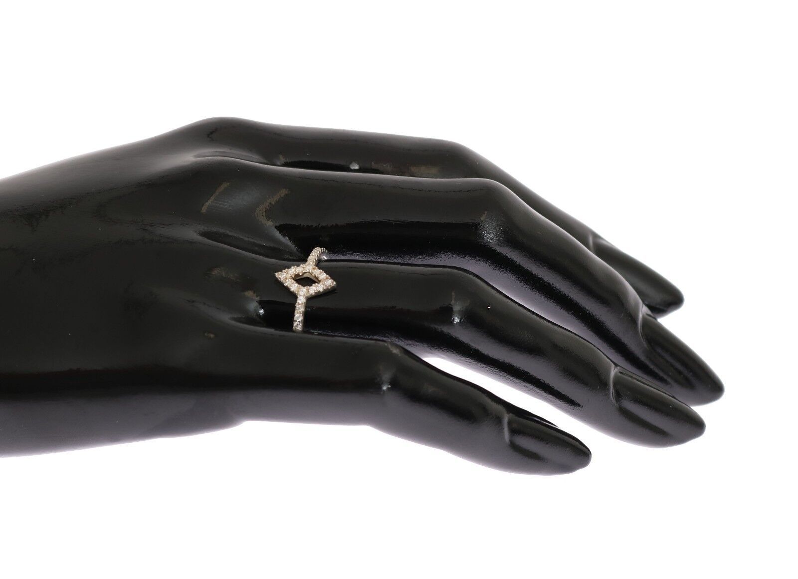 Nialaya Silver Rhombus Womens Clear CZ 925 Silver Ring | Regal Royce