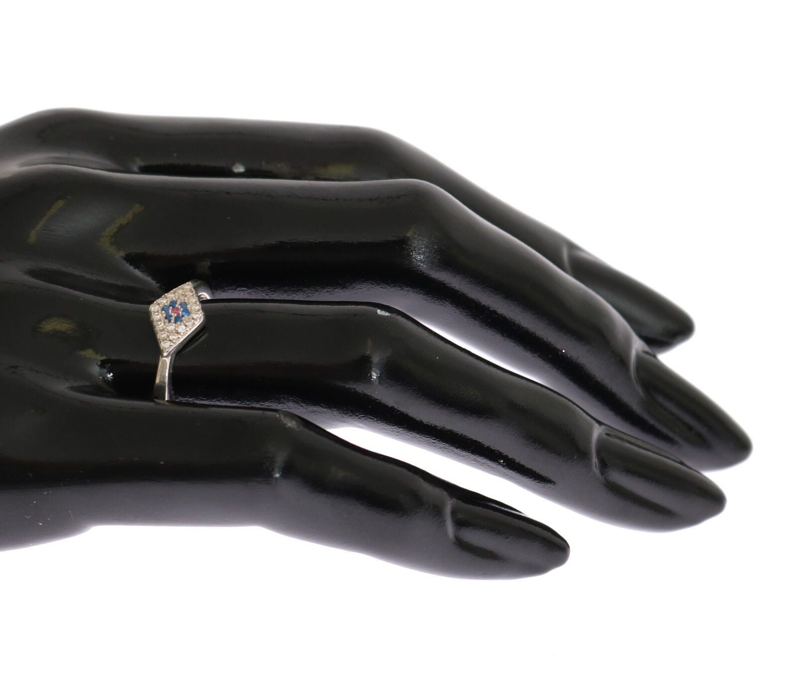 Nialaya Blue Red CZ 925 Silver Womens Clear Ring | Regal Royce