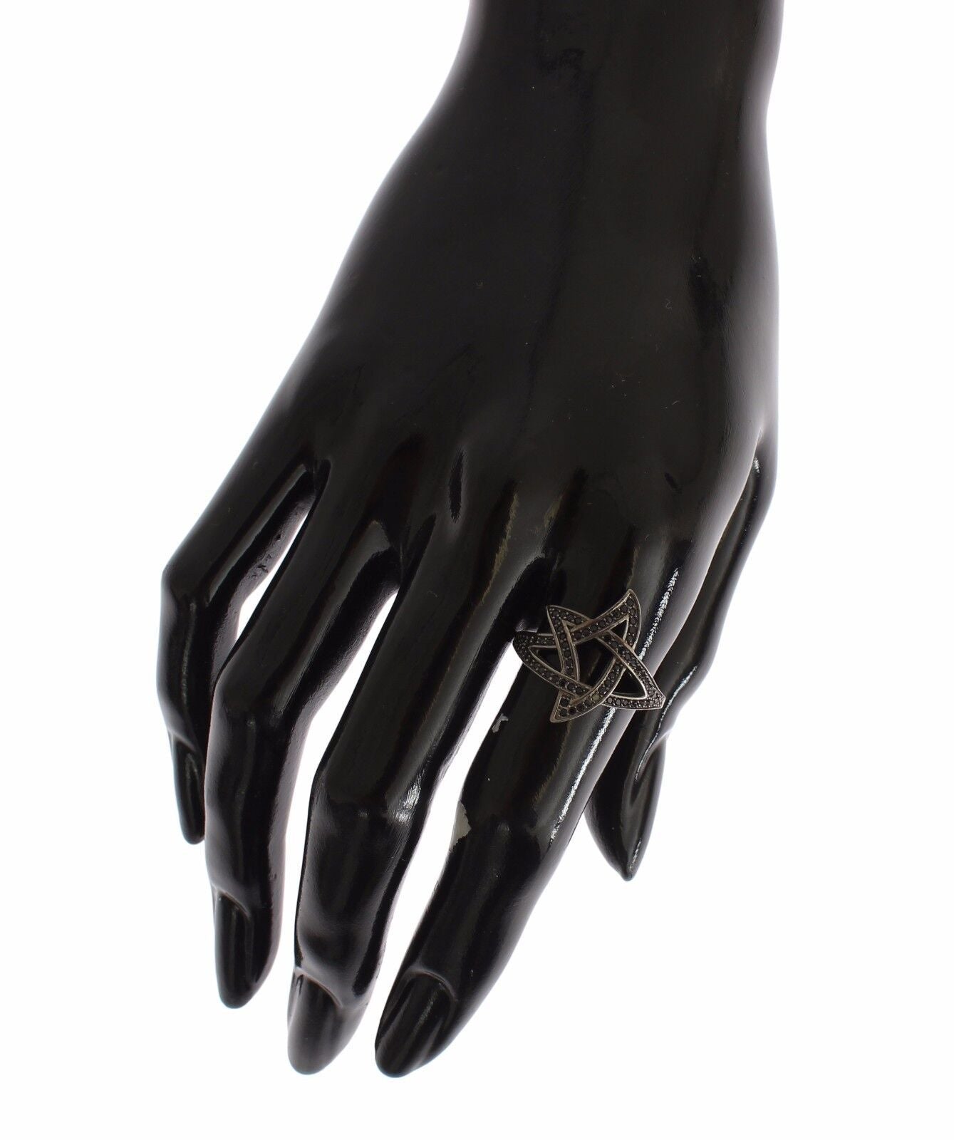 Nialaya Black CZ Rhodium 925 Silver Womens Ring | Regal Royce