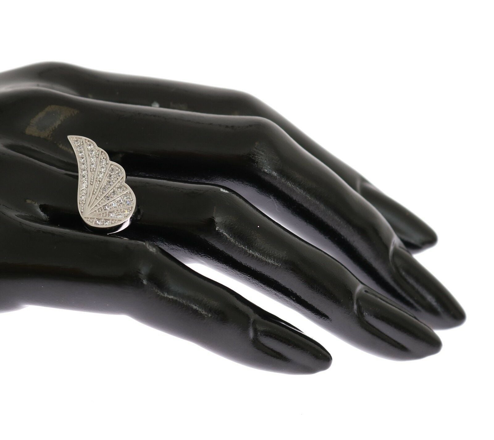 Nialaya Silver Womens Wing Clear CZ 925 Silver Ring | Regal Royce