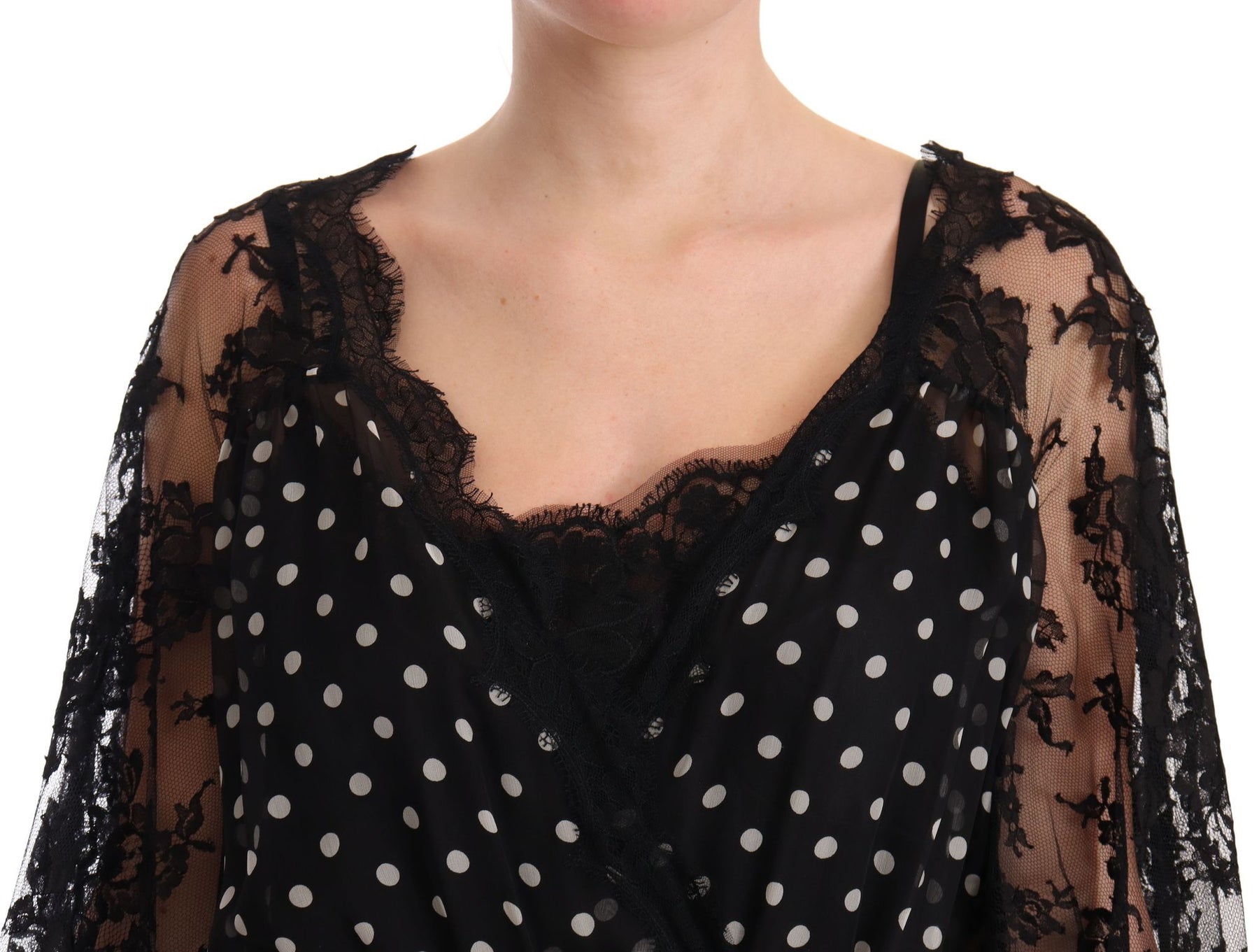 Dolce & Gabbana Black Lace Floral Polka Maxi Capri Dress | Regal Royce
