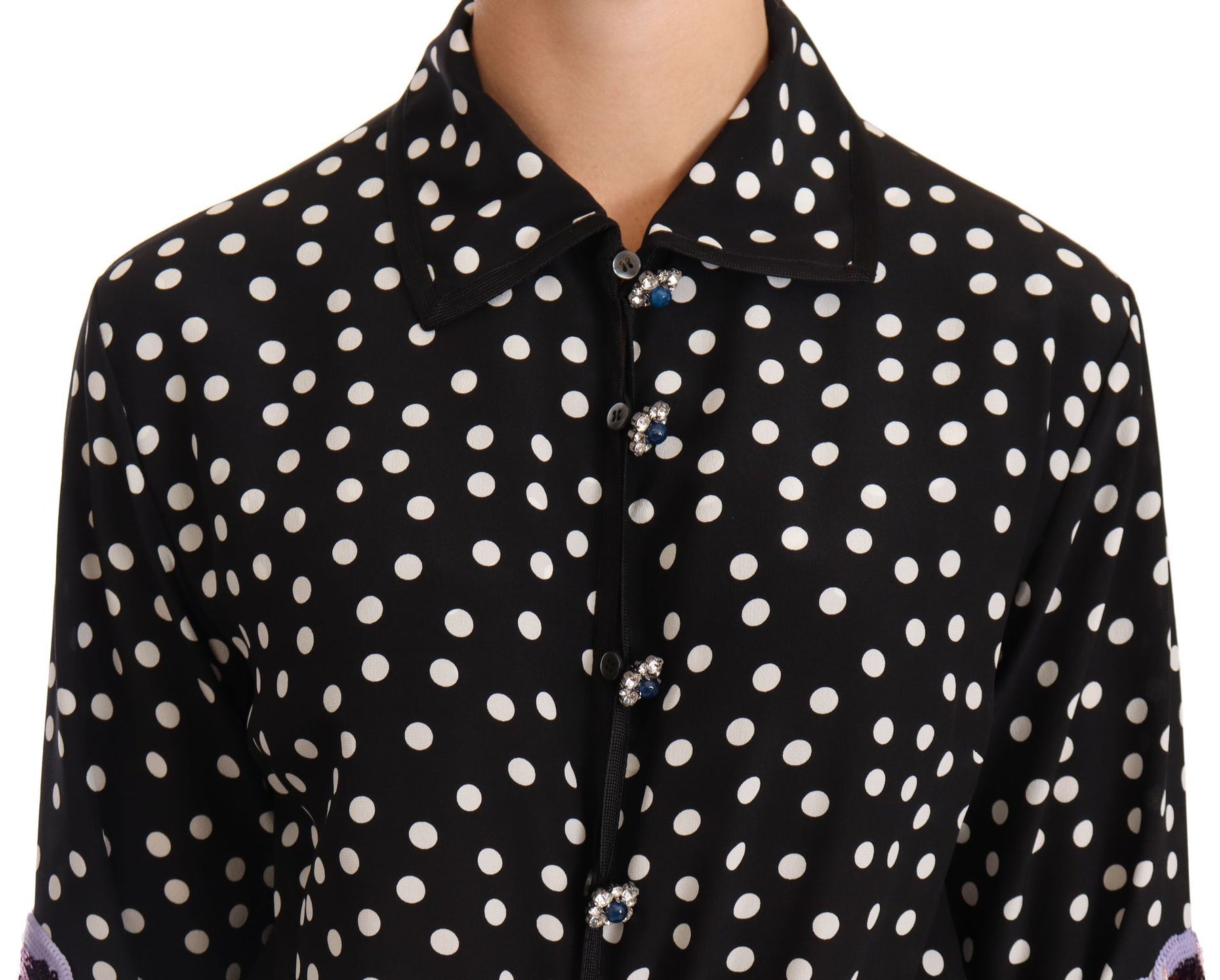 Dolce & Gabbana Black White Crystal Sequined Floral Dress | Regal Royce