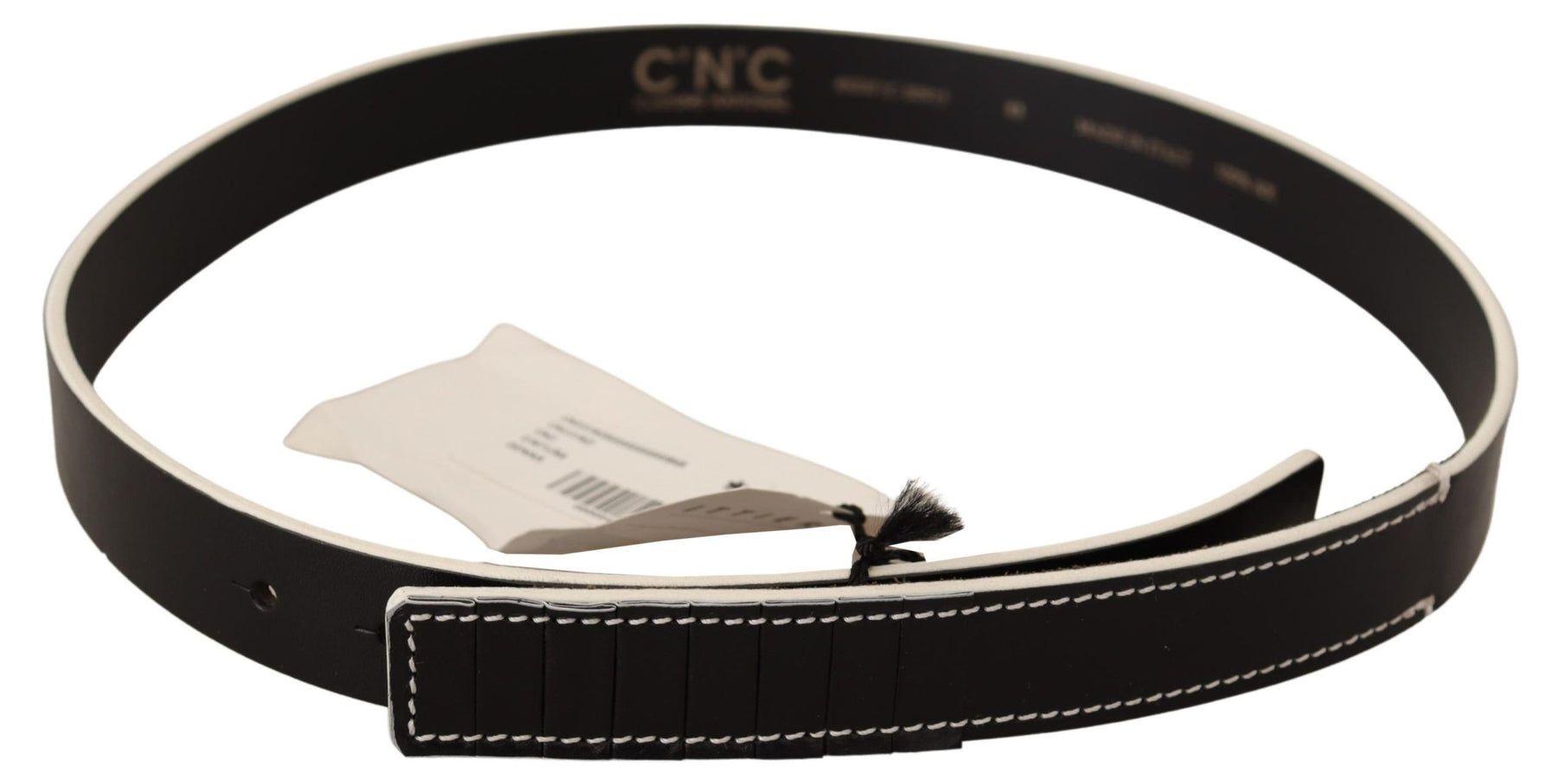 Costume National Black White Leather Fashion Waist  Belt | Regal Royce