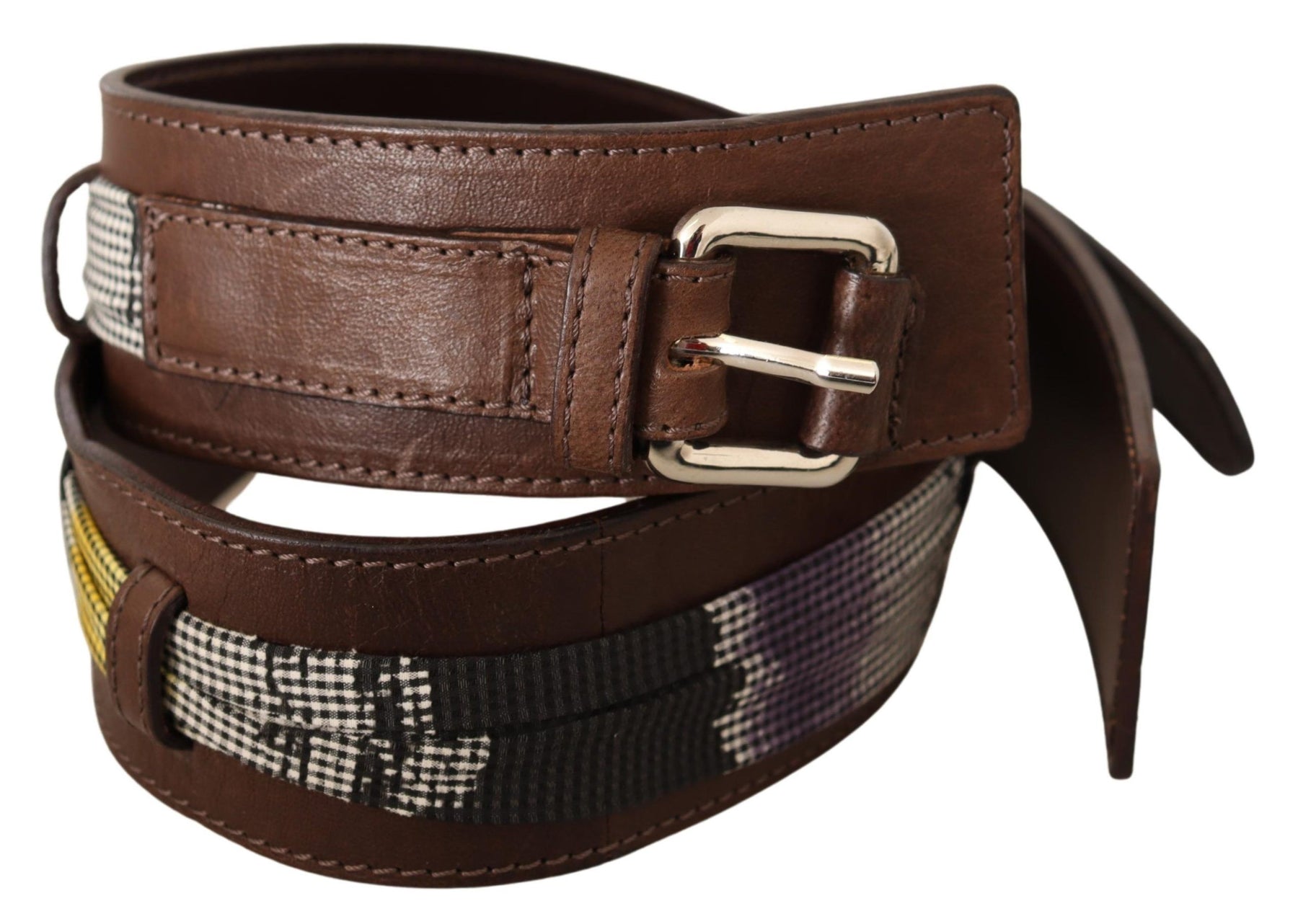 Costume National Brown Leather Silver Buckle Belt | Regal Royce