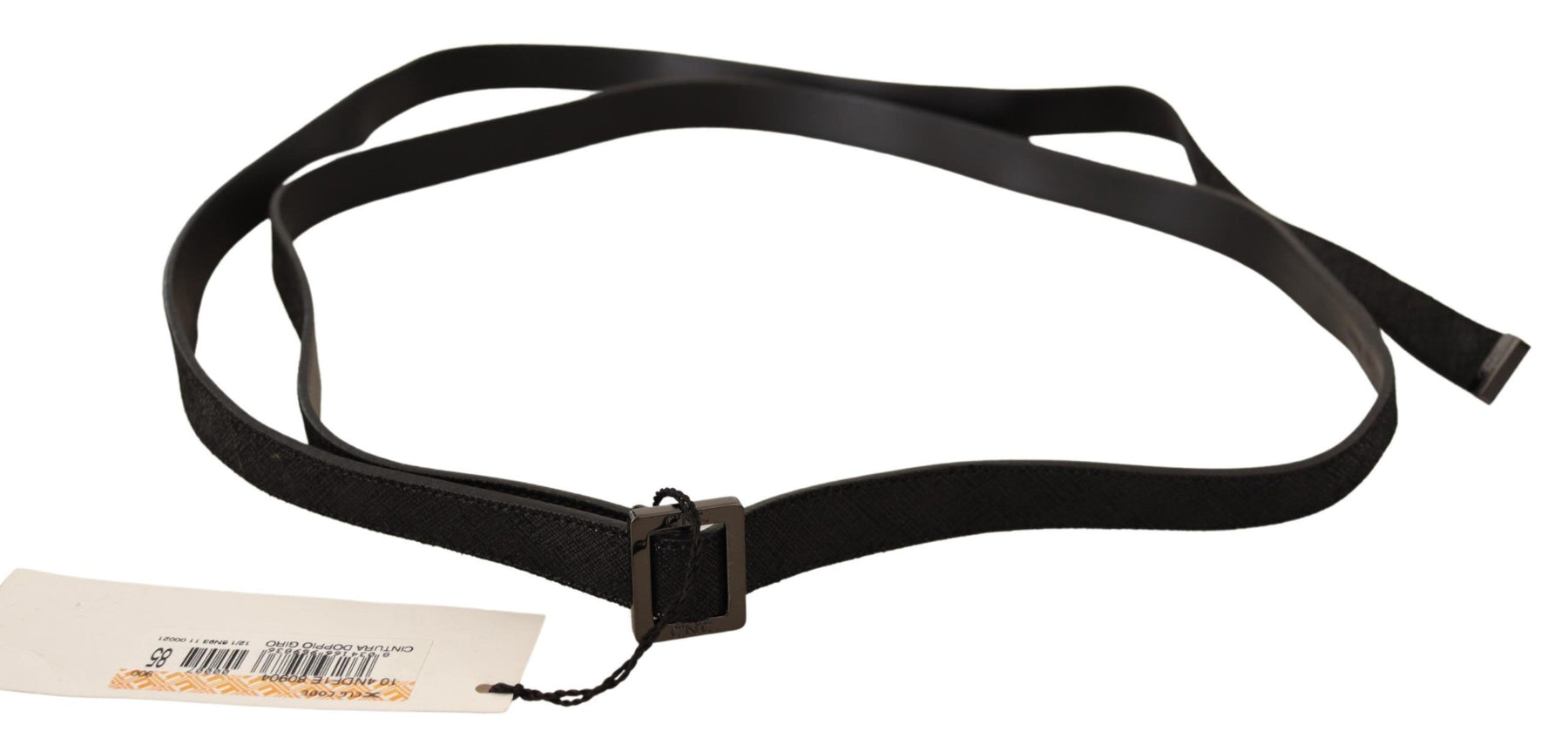 Costume National Black Leather Metal Buckle Waist Belt | Regal Royce