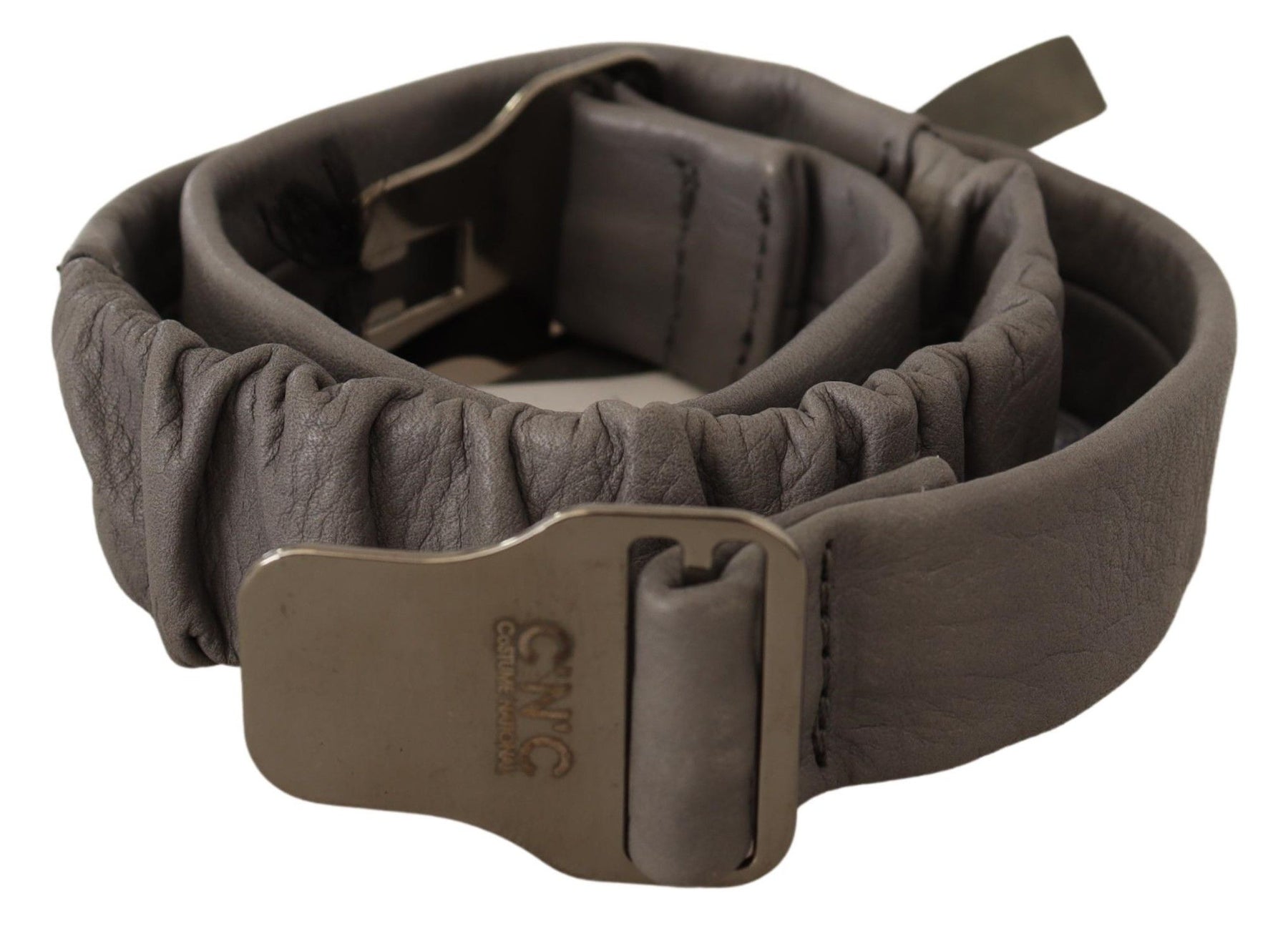 Costume National Gray Leather Silver Buckle Waist Belt | Regal Royce
