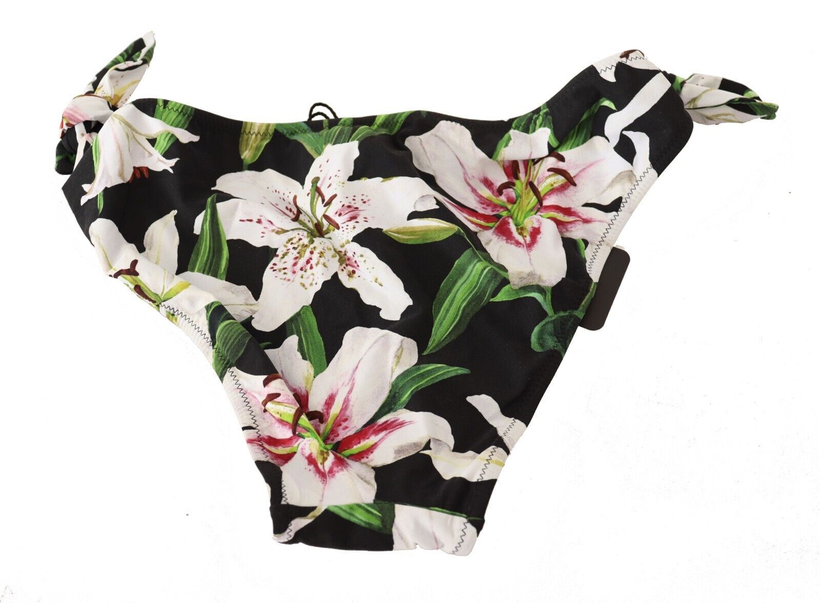 Dolce & Gabbana Bikini Bottom Black Lily Print Swimsuit Swimwear | Regal Royce