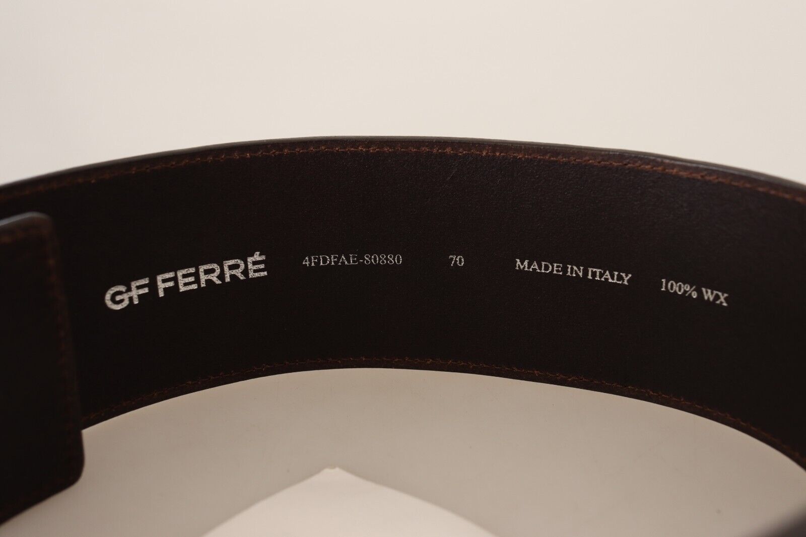GF Ferre Brown Genuine Leather Wide Logo Buckle Waist Belt | Regal Royce