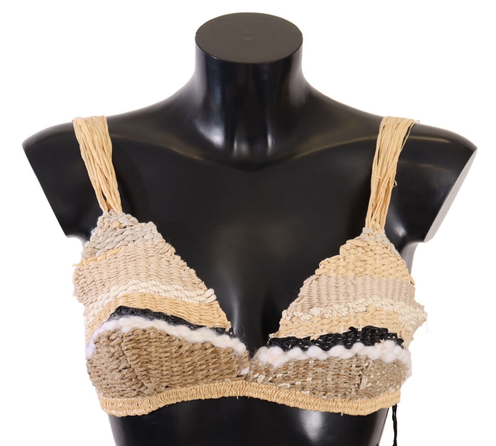 Dolce & Gabbana Beige Straw Raffia Woven Crochet Cover Up Top | Regal Royce