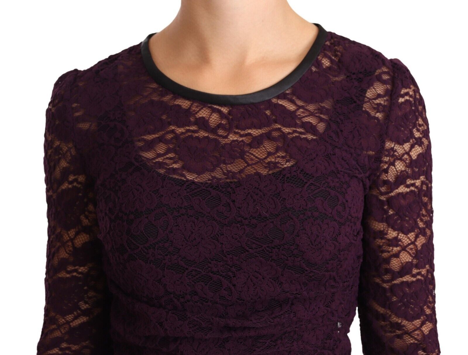 Dolce & Gabbana Purple Lace Long Sleeve Top Blouse | Regal Royce
