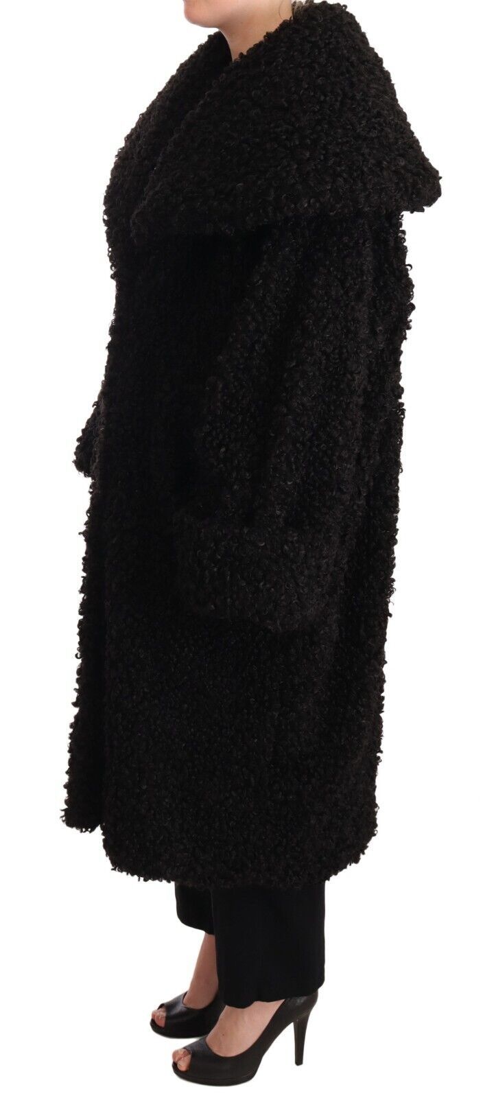 Dolce & Gabbana Black Polyester Fur Trench Coat Jacket | Regal Royce