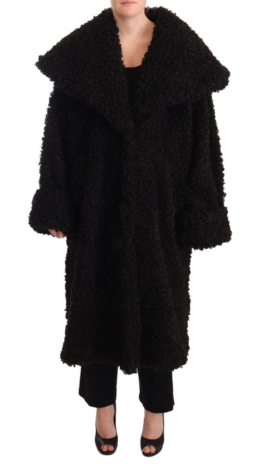Dolce & Gabbana Black Polyester Fur Trench Coat Jacket | Regal Royce