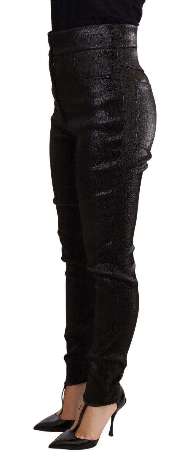 Dolce & Gabbana Black Silver Lurex Thread Cotton Stretch Pants | Regal Royce