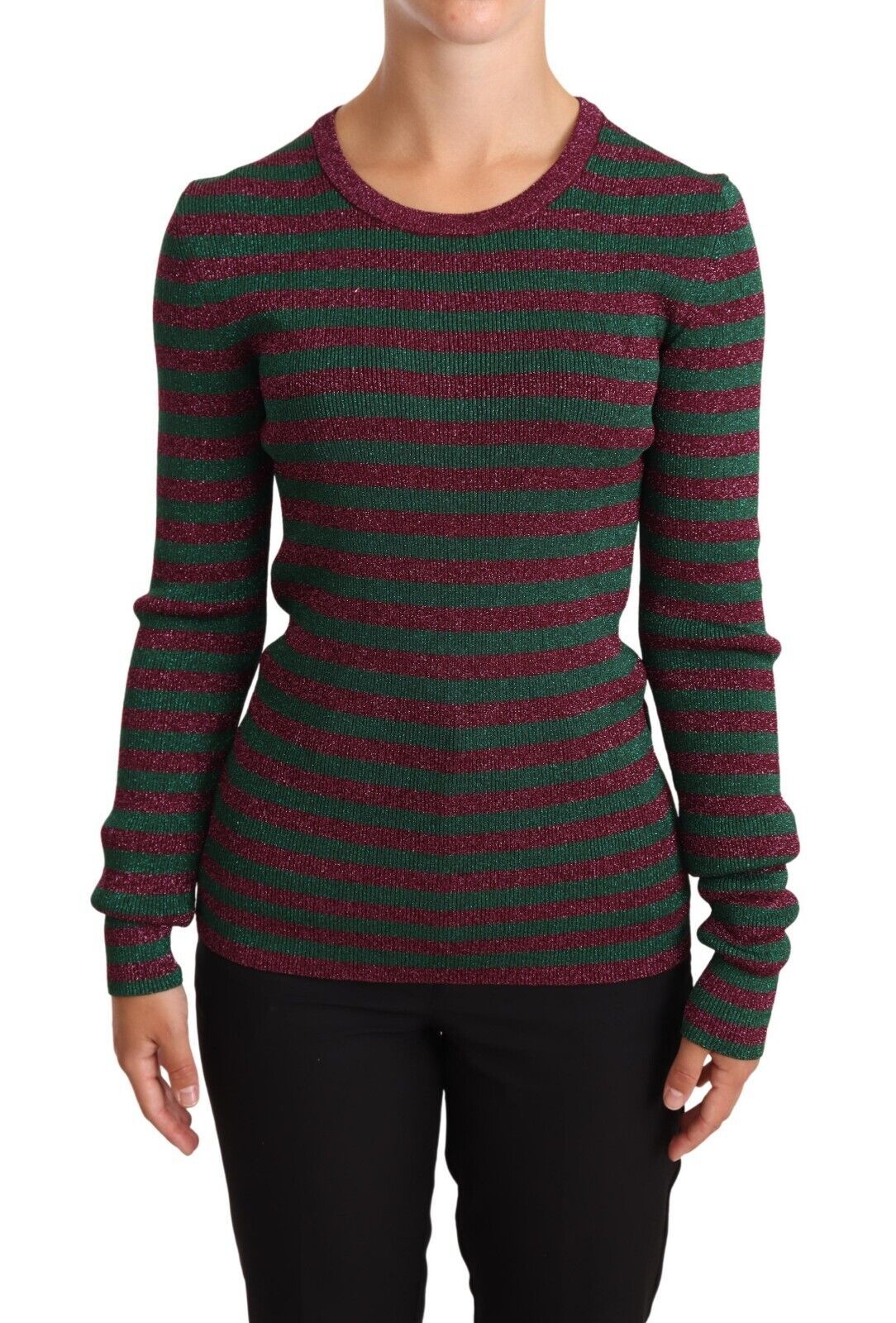 Dolce & Gabbana Multicolor Striped Crew Neck Pullover Sweater | Regal Royce
