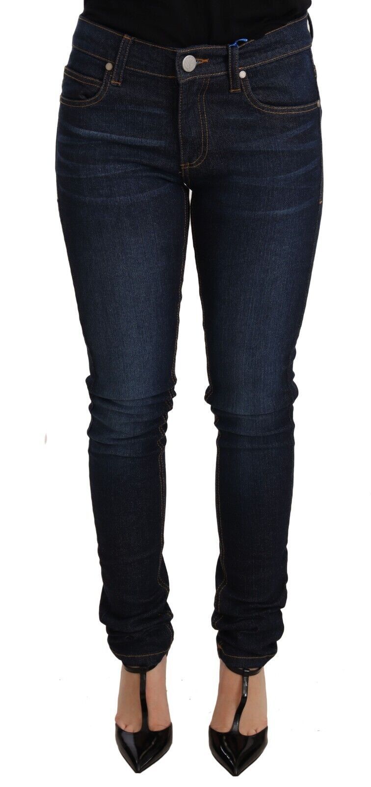 Versace Jeans Dark Blue Cotton Low Waist Skinny Denim Jeans | Regal Royce