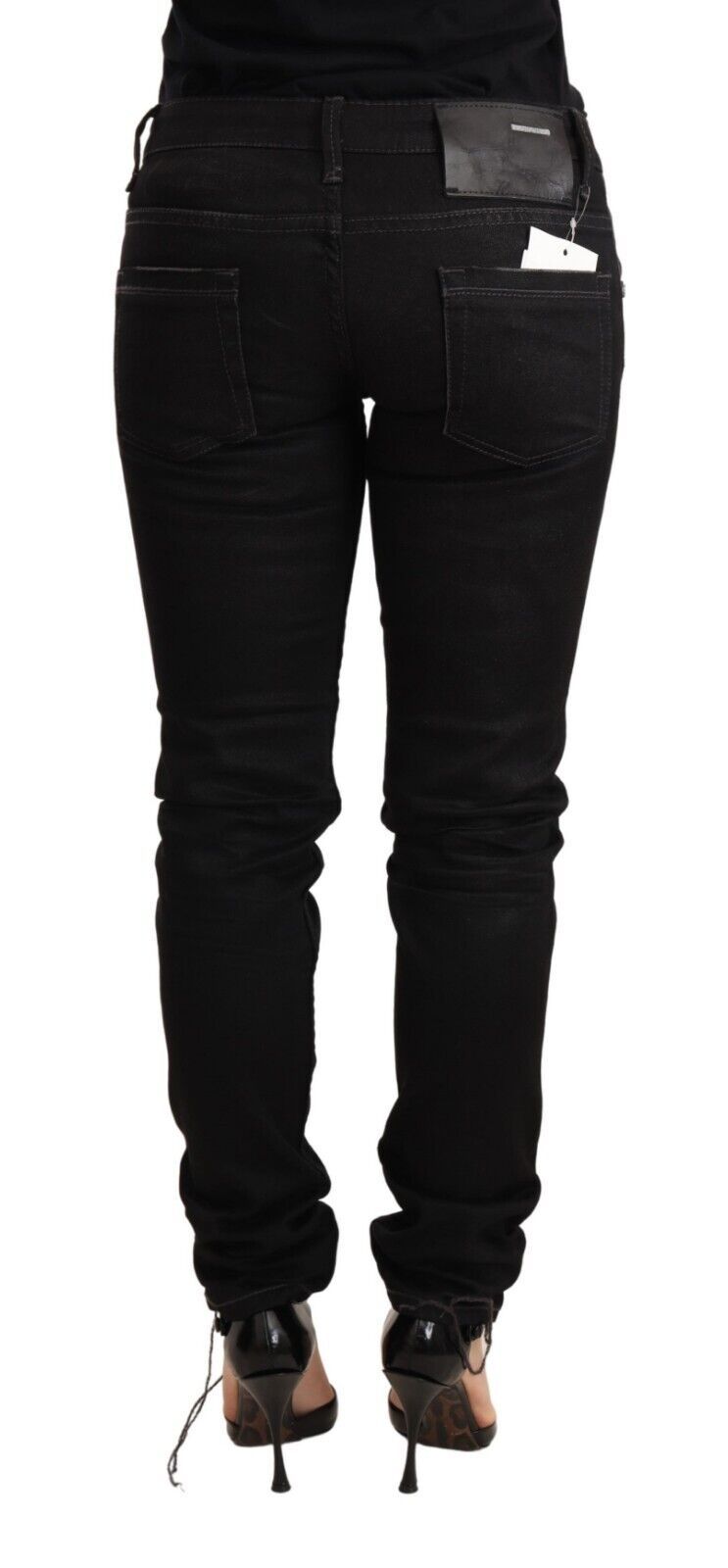Acht Black Washed Cotton Slim Fit Denim Low Waist Trouser Jeans | Regal Royce