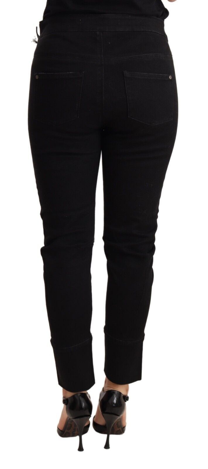 Ermanno Scervino Black Low Waist Skinny Slim Trouser Cotton  Jeans | Regal Royce