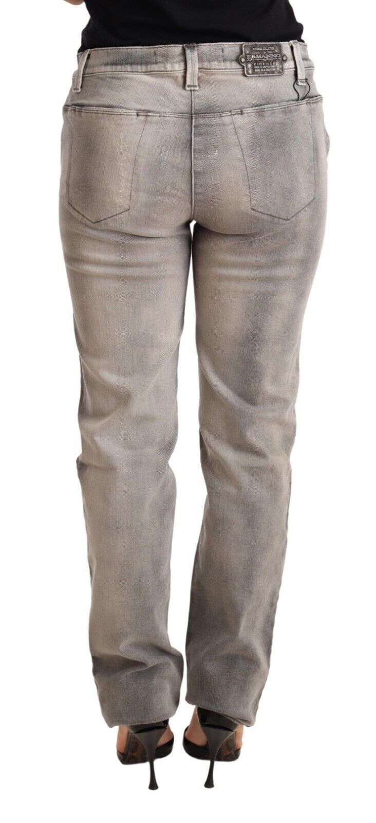 Ermanno Scervino Gray Washed Low Waist Skinny Trouser Cotton Jeans | Regal Royce
