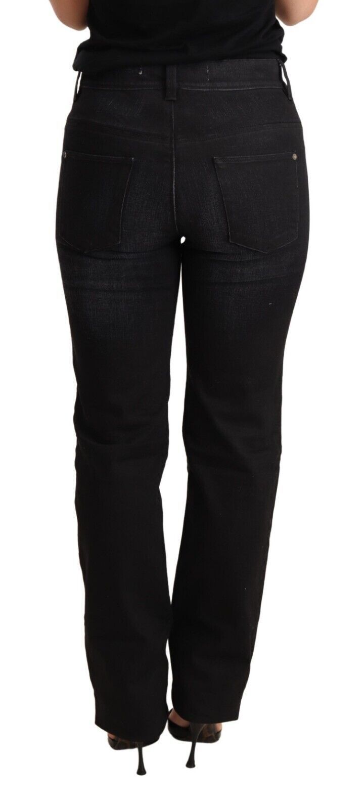 Ermanno Scervino Black Washed Straight Denim Trouser Cotton Jeans | Regal Royce