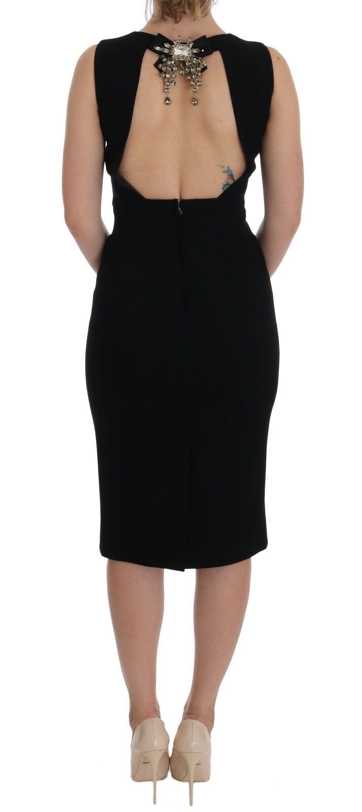 Dolce & Gabbana Black Stretch Crystal Sheath Gown Dress | Regal Royce
