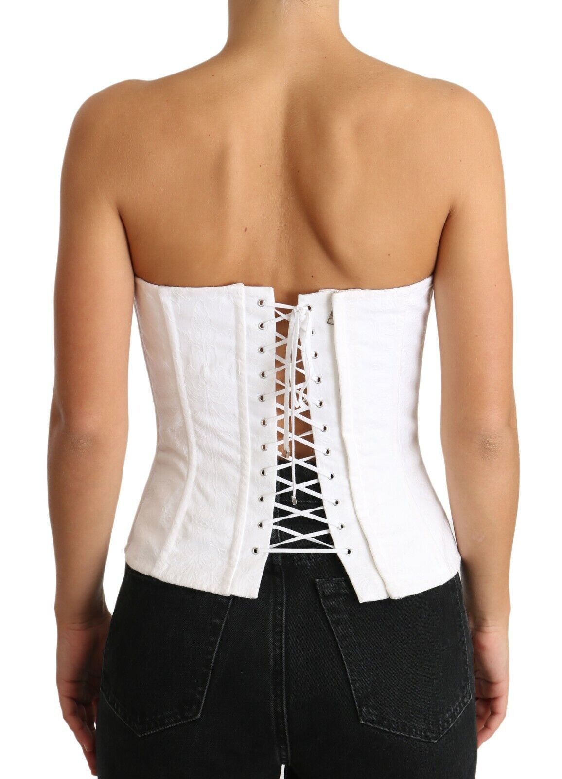 Dolce & Gabbana White PALERMO Bustier Cotton Top Corset | Regal Royce
