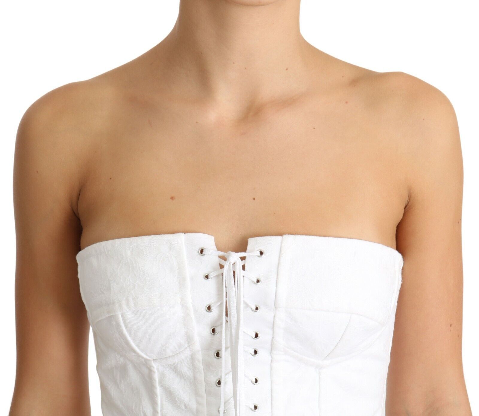 Dolce & Gabbana White PALERMO Bustier Cotton Top Corset | Regal Royce