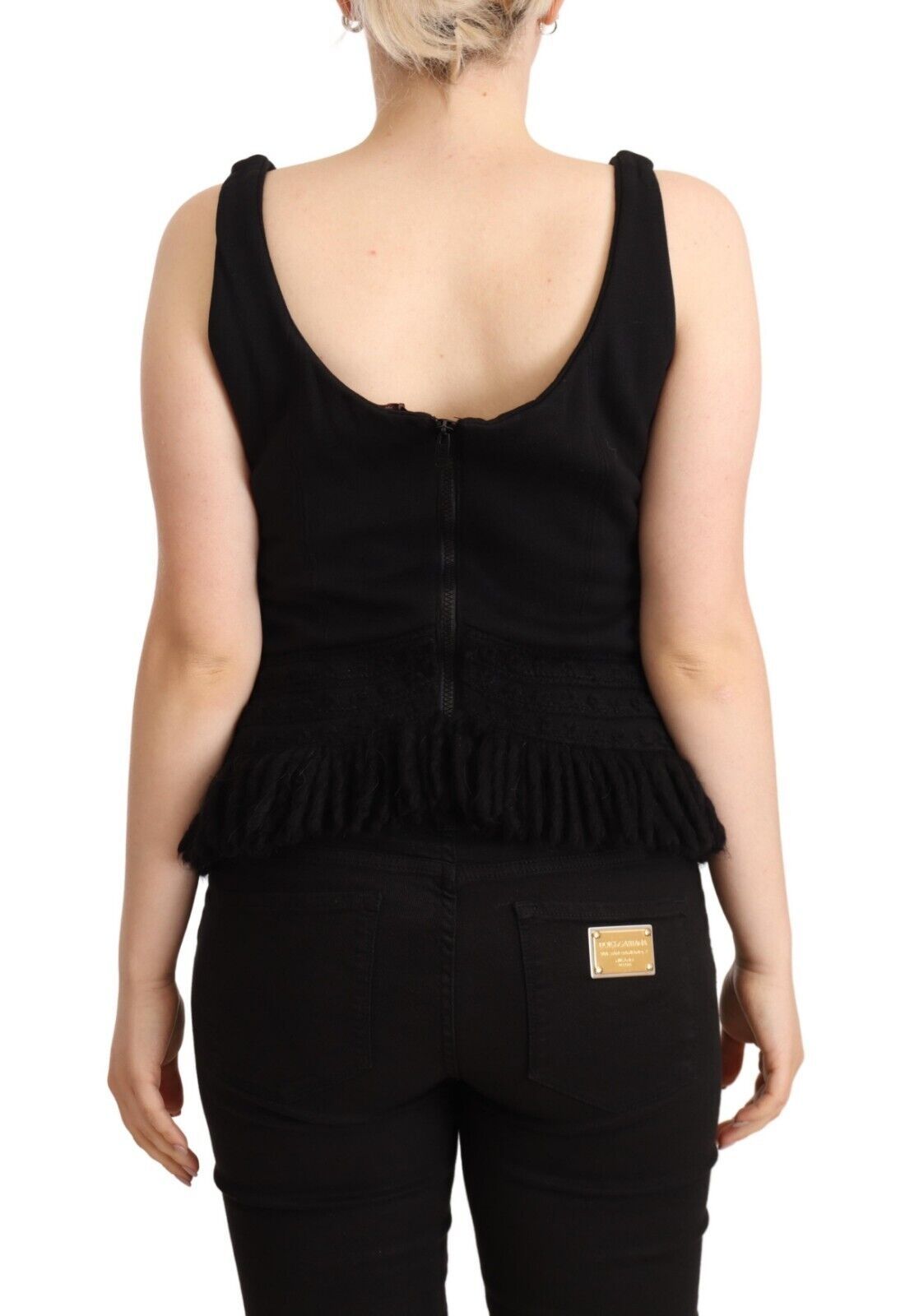 Ermanno Scervino Black Cotton Sleevelesss Tank Casual Top | Regal Royce