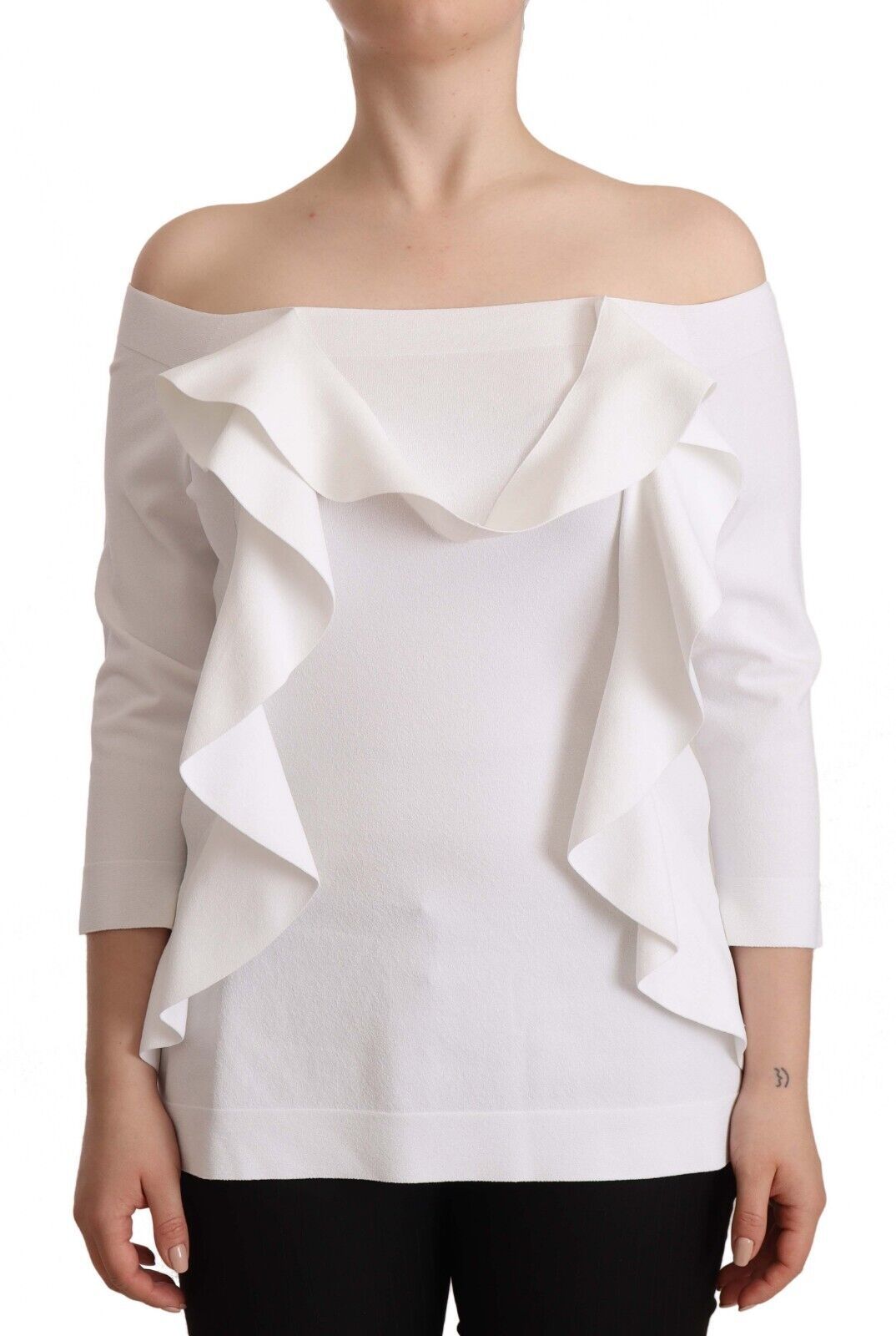 EXTERIOR White Long Sleeves Off Shoulder Women Top Blouse | Regal Royce