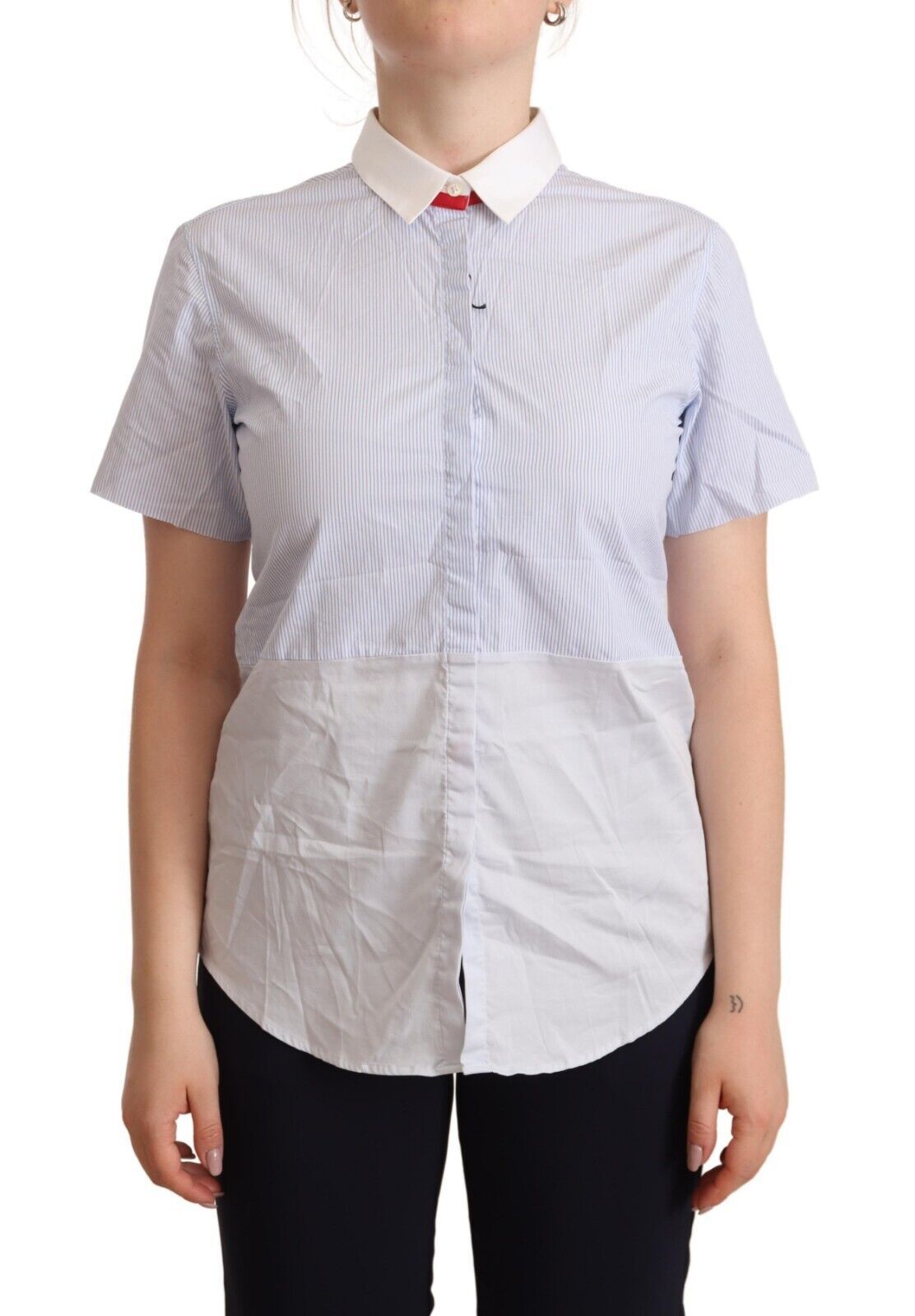 AGLINI Light Blue Cotton Short Sleeves Collared Polo Top | Regal Royce