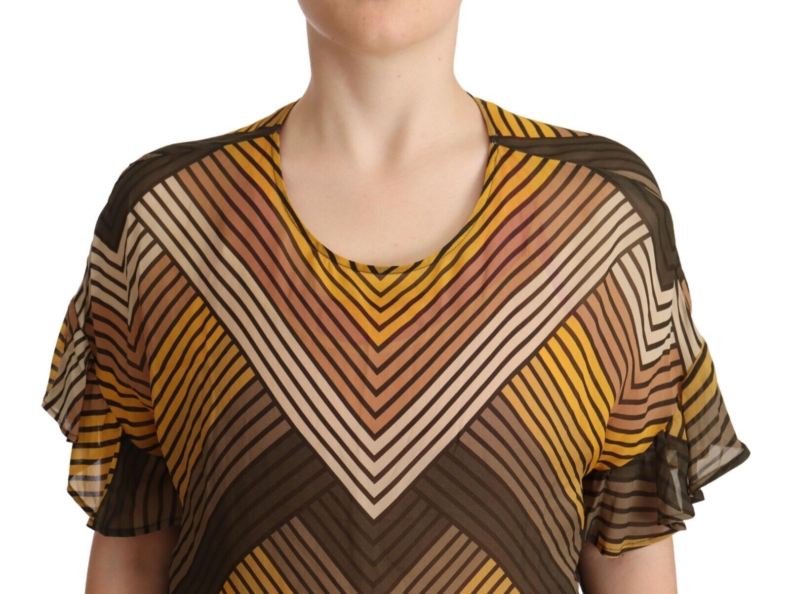Twinset Multicolor Stripes Short Sleeves Round Neck Top Blouse | Regal Royce