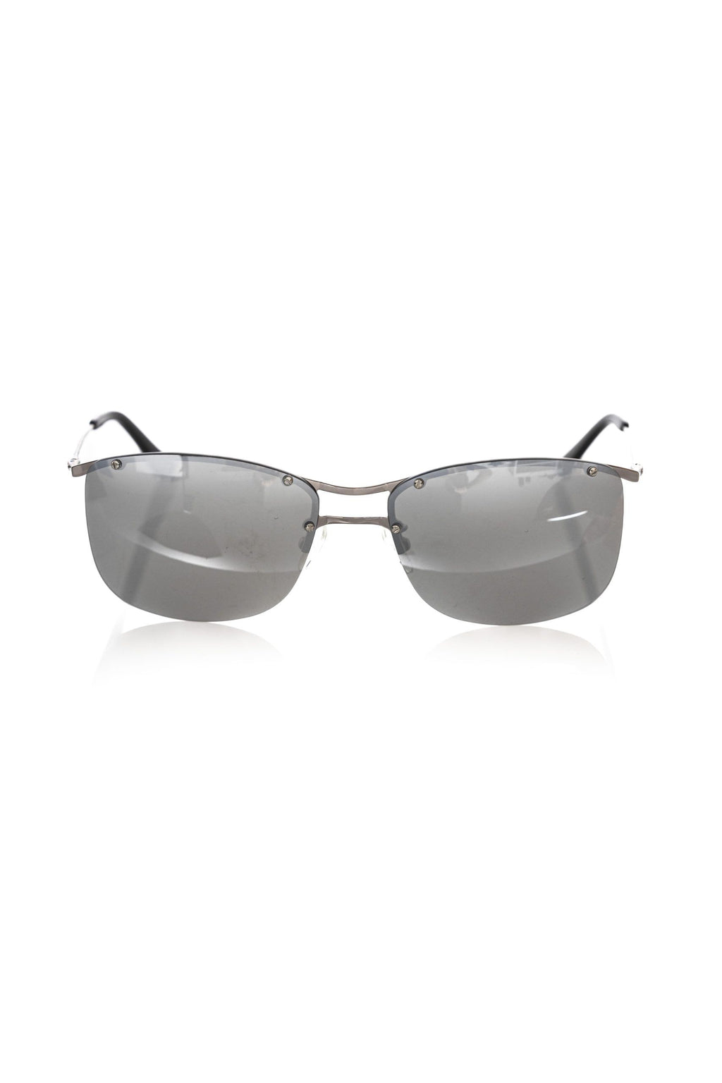 Frankie Morello Silver Metallic Fibre Men Sunglass