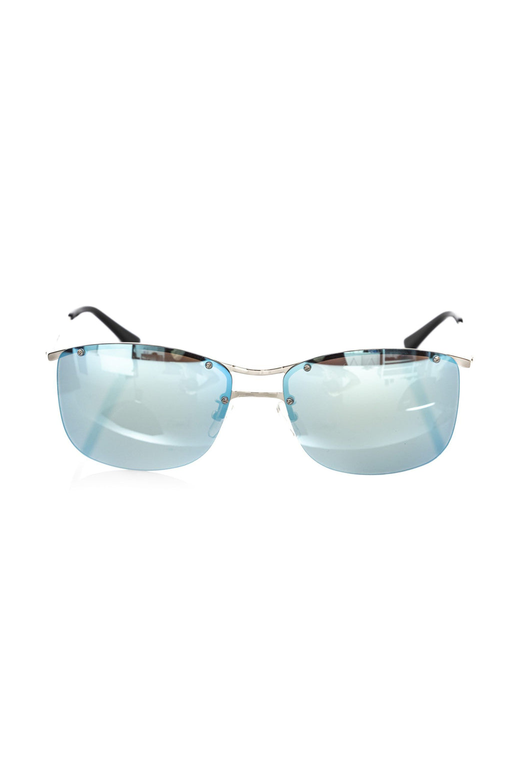 Frankie Morello Silver Metallic Fiber Men Sunglass