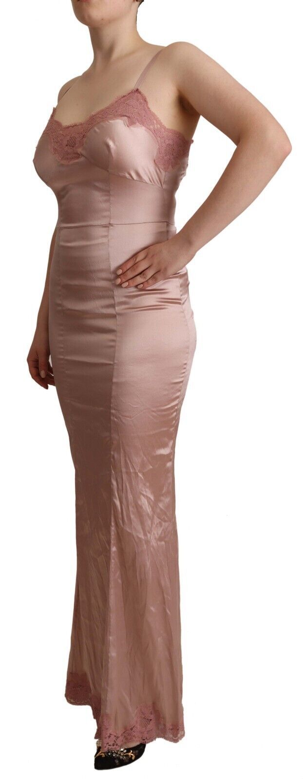 Dolce & Gabbana Pink Lace Long Bodycon Maxi Polyester Dress | Regal Royce