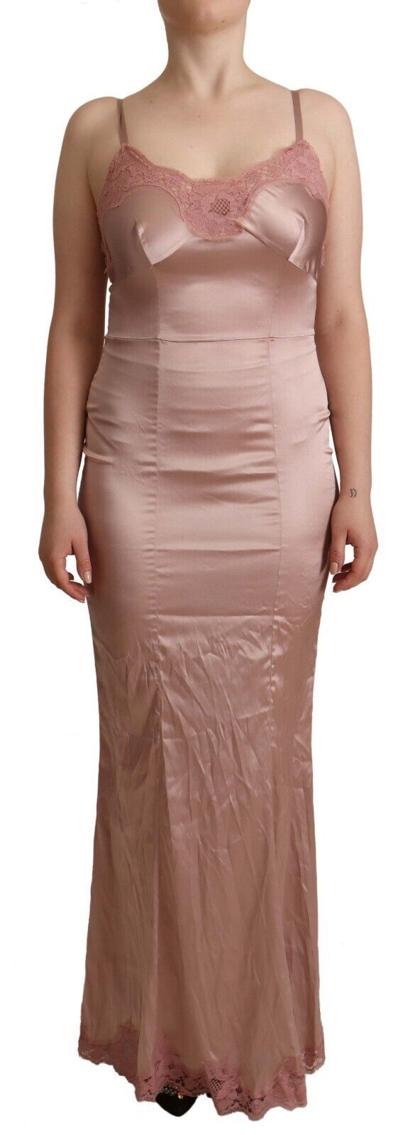 Dolce & Gabbana Pink Lace Long Bodycon Maxi Polyester Dress | Regal Royce