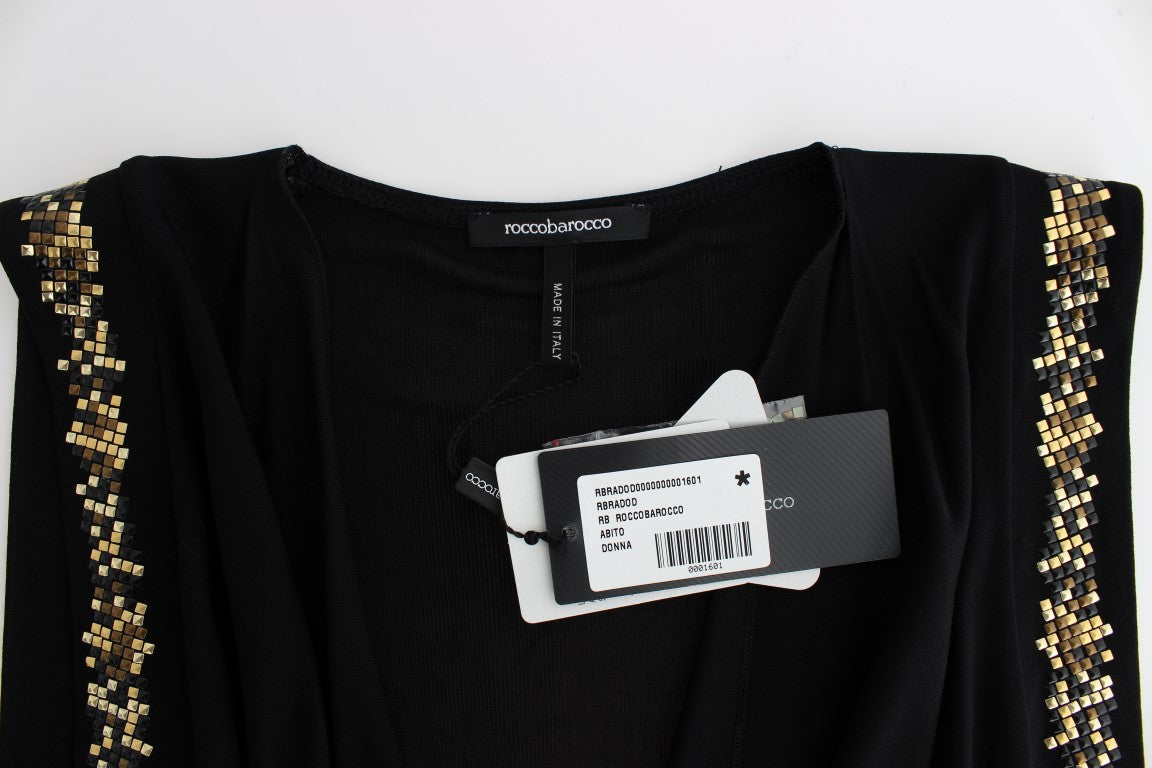 Roccobarocco Black Embellished Jersey Mini Sheath Short Dress | Regal Royce