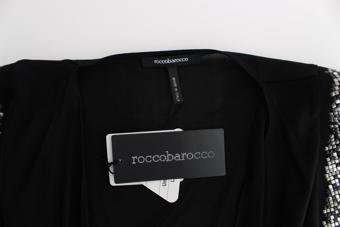 Roccobarocco Black Embellished Jersey Mini Sheath Short Dress | Regal Royce