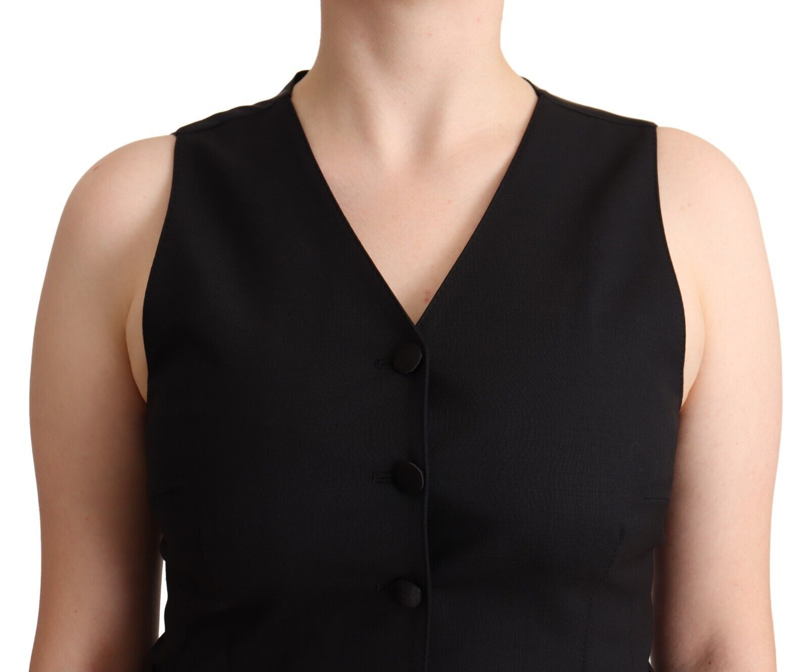 Dolce & Gabbana Black Button Down Sleeveless Viscose Vest Top | Regal Royce