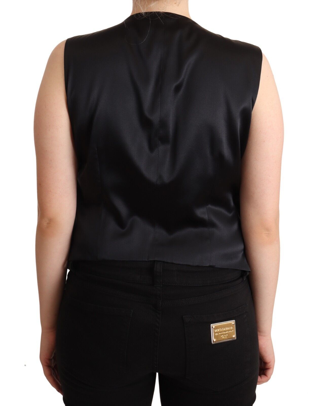 Dolce & Gabbana Black Button Down Sleeveless Vest Waiscoat Top | Regal Royce