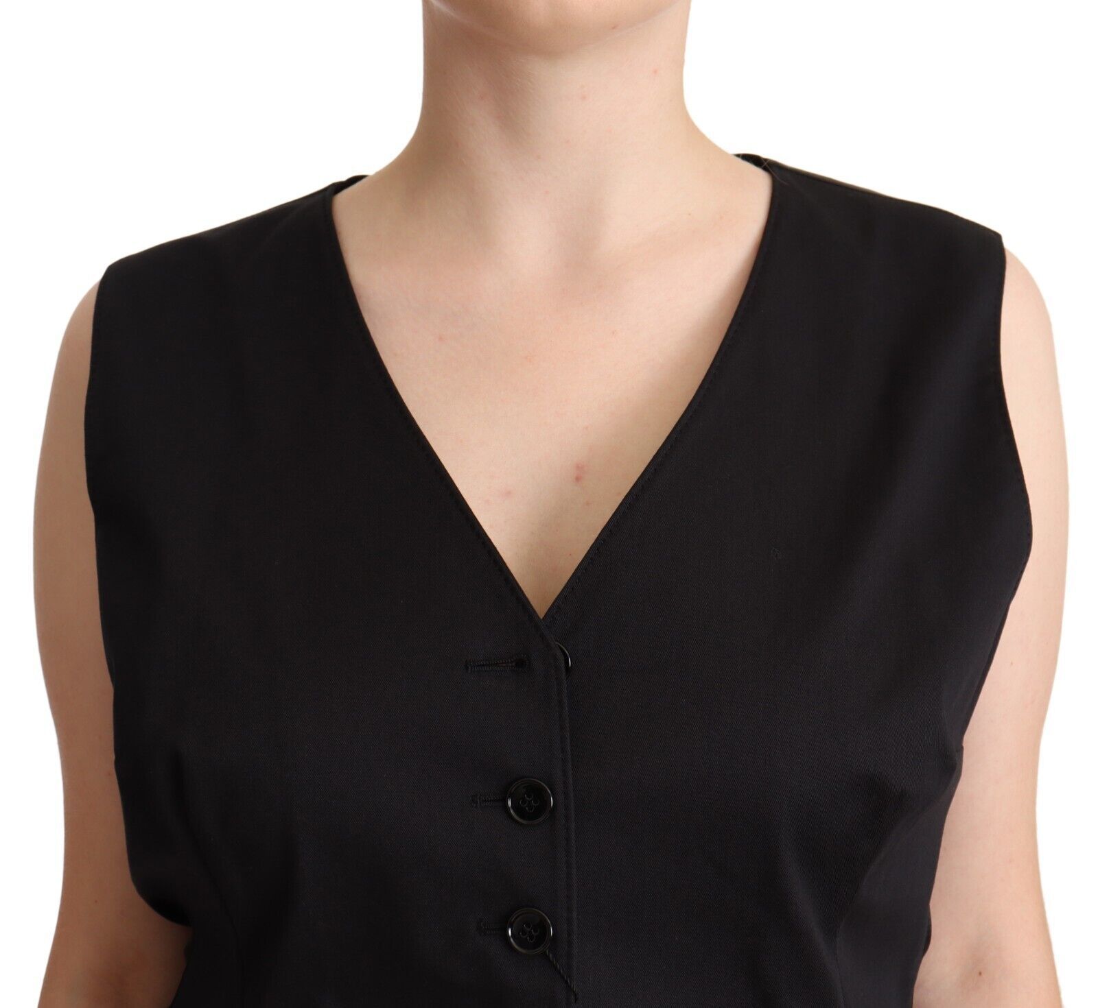 Dolce & Gabbana Black Button Down Sleeveless Vest Waiscoat Top | Regal Royce
